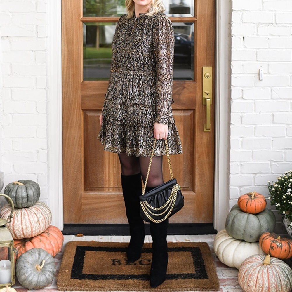 BA&SH Glen Metallic Tiered Minidress